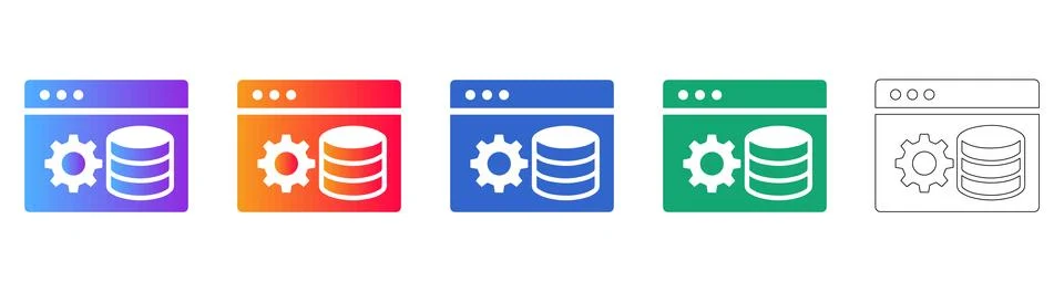 Database Optimization Settings Icons Illustrazione stock