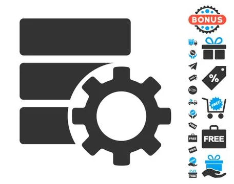 Database Options Gear Icon with Free Bonus イラスト素材