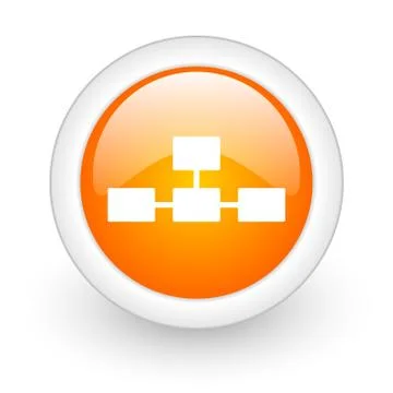 Database orange glossy web icon on white background. Stock Illustration