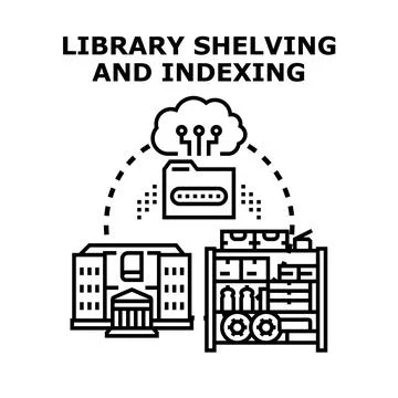 Database organizing and indexing documents in digital library Stock Illustration