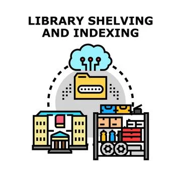 Database organizing and indexing documents in digital library Stock Illustration