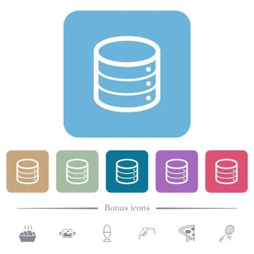 Database outline flat icons on color rounded square backgrounds Stockillustratie