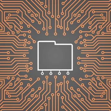 Database Over Computer Chip Moterboard Background Data Center System Concept Stockillustratie