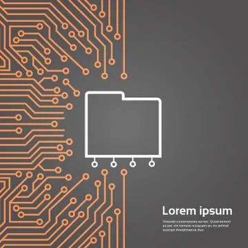 Database Over Computer Chip Moterboard Background Data Center System Concept Stock Illustration
