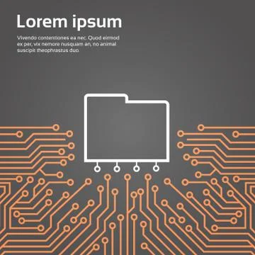 Database Over Computer Chip Moterboard Background Data Center System Concept Stockillustratie
