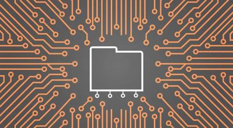 Database Over Computer Chip Moterboard Background Data Center System Concept Stock Illustration