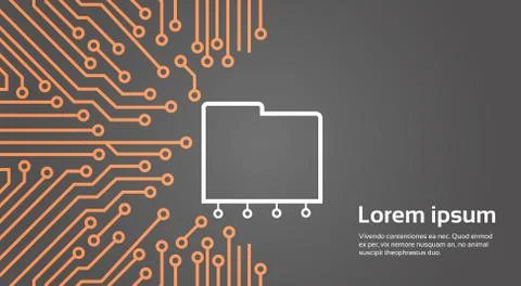 Database Over Computer Chip Moterboard Background Data Center System Concept 스톡 일러스트