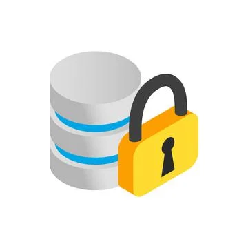 Database with padlock icon, isometric 3d style イラスト素材