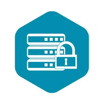 Database with padlock icon, simple style Illustrazione stock