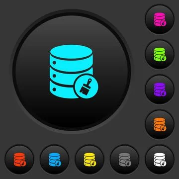 Database paste data dark push buttons with color icons Stock Illustration