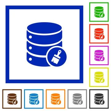 Database paste data flat framed icons イラスト素材