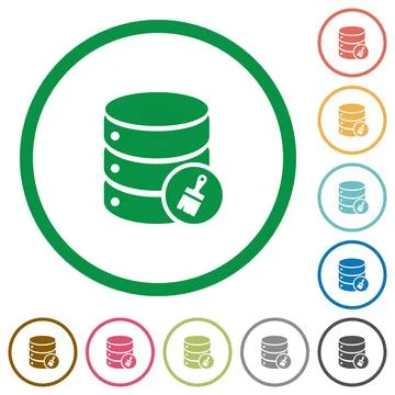 Database paste data flat icons with outlines Illustrazione stock