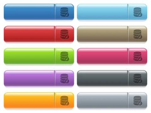 Database paste data icons on color glossy, rectangular menu button Illustrazione stock
