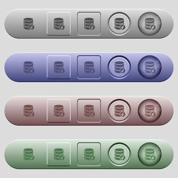 Database paste data icons on horizontal menu bars Stock Illustration