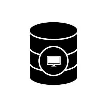 Database PC Computer Black Filled Style Icon Stock Illustration