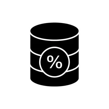 Database Percentage Analytics Black Filled Style Icon Stock Illustration