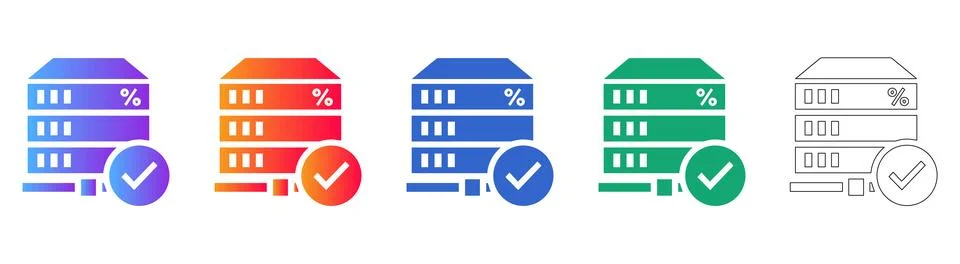Database Percentage Status Icons Set Stock Illustration