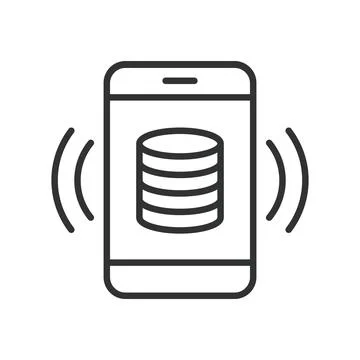 Database phone notification, icon in line design. Database, phone, notification Stock Illustration