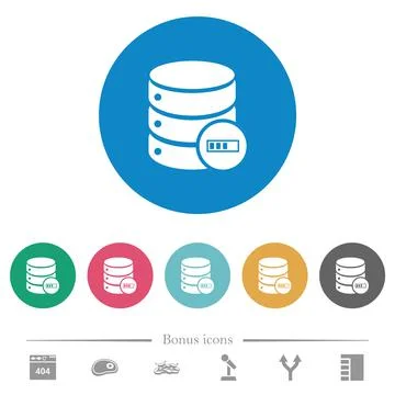 Database processing flat round icons Stock Illustration