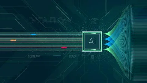 Database processing using AI chip computer algorithms and AI deep learning .. Stock Illustration