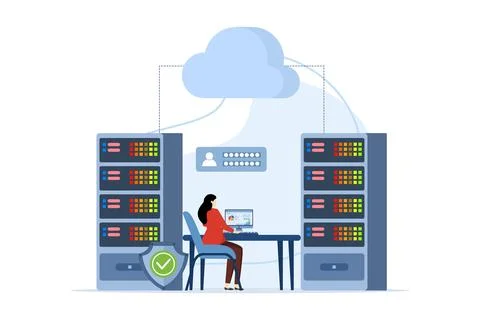 Database programmer concept, programming language. css, html, it, ui. develop. Stock Illustration