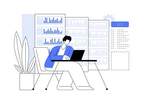 Database programming abstract concept vector illustration. Stockillustratie
