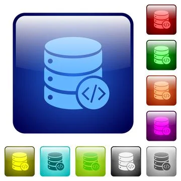 Database programming color square buttons Stock Illustration