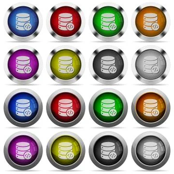 Database programming glossy button set Stock-Illustration