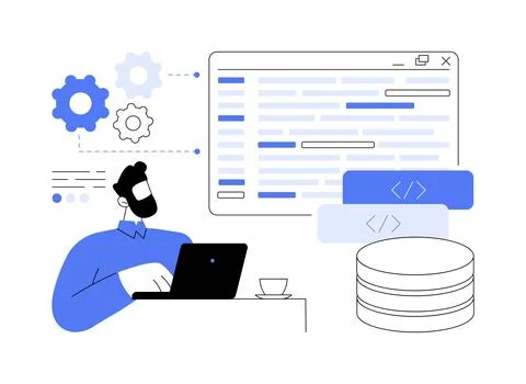Database programming isolated cartoon vector illustrations. Stockillustratie