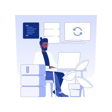 Database programming isolated concept vector illustration. Stock Illustration