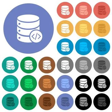 Database programming round flat multi colored icons 스톡 일러스트