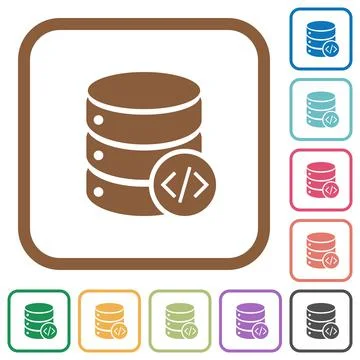 Database programming simple icons Stock Illustration