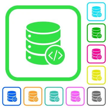 Database programming vivid colored flat icons Stock Illustration
