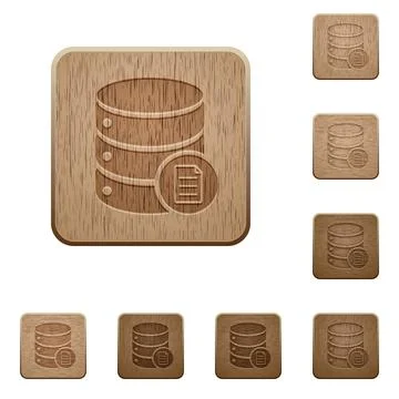 Database properties wooden buttons Stock Illustration