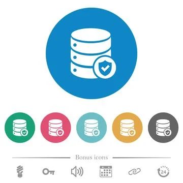 Database protected flat round icons Stock Illustration