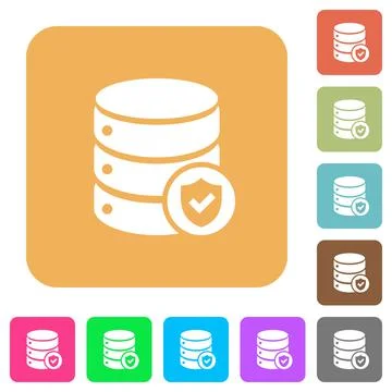 Database protected rounded square flat icons Illustrazione stock