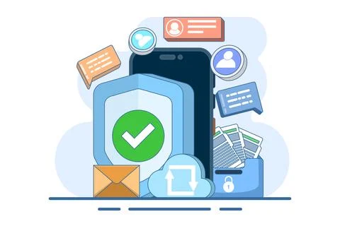 Database protection concept, Privacy data protection, Internet security. Illustrazione stock