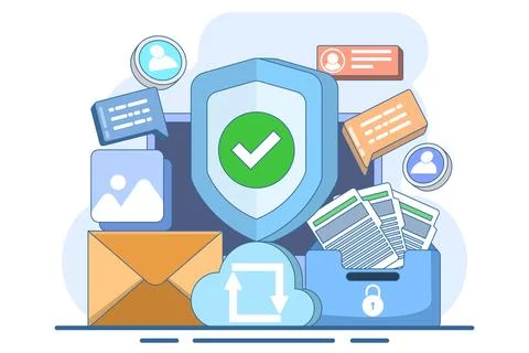 Database protection concept, Privacy data protection, Internet security. Stock Illustration