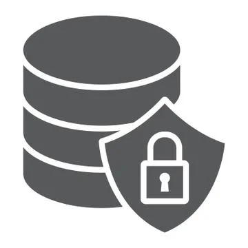 Database protection glyph icon, data and analytics Stock Illustration