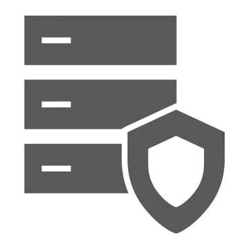 Database protection glyph icon, server security Stock Illustration