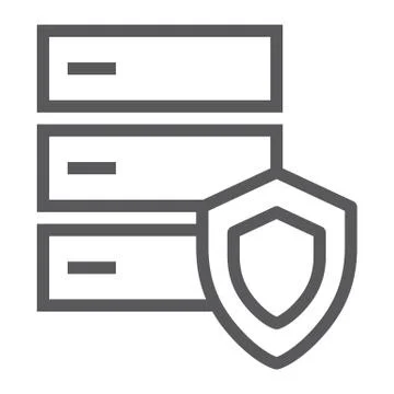 Database protection line icon, server and security Illustrazione stock