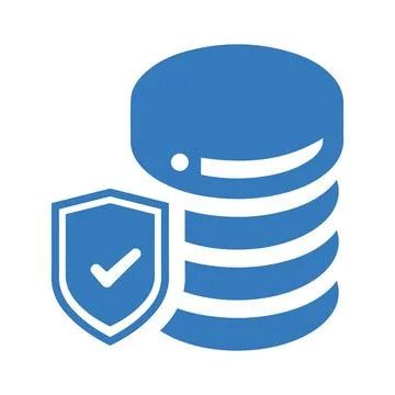 Database, protection, security icon. Blue vector graphic. Stock Illustration