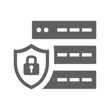 Database, protection, security icon. Gray vector graphics. 스톡 일러스트