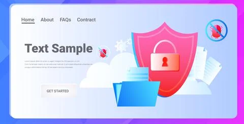 Database protection shield big data cloud privacy security concept horizontal Stock Illustration