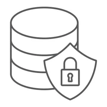 Database protection thin line icon, data analytics 스톡 일러스트