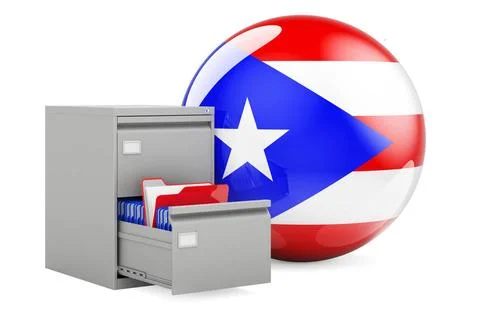 Database in Puerto Rico, concept. Folders in filing cabinet with Puerto Ri... Foto stock