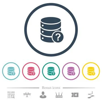 Database query flat color icons in round outlines Stock Illustration