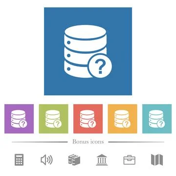 Database query flat white icons in square backgrounds Stockillustratie