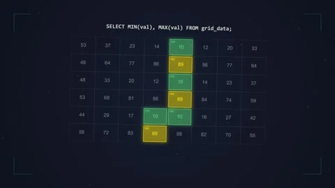 Database Query on Grid Data with Highlighted Cells Stock Footage 348421468