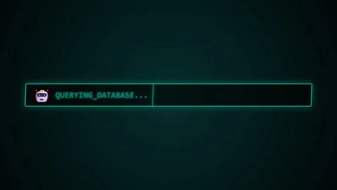 Database query progress bar with a cute robot icon Stock Footage 345254382